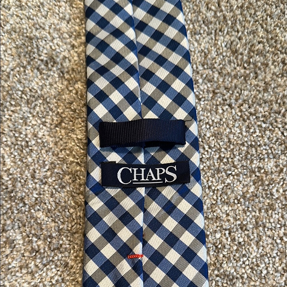 Chaps Blue and White Checkered Tie - Picture 2 of 2